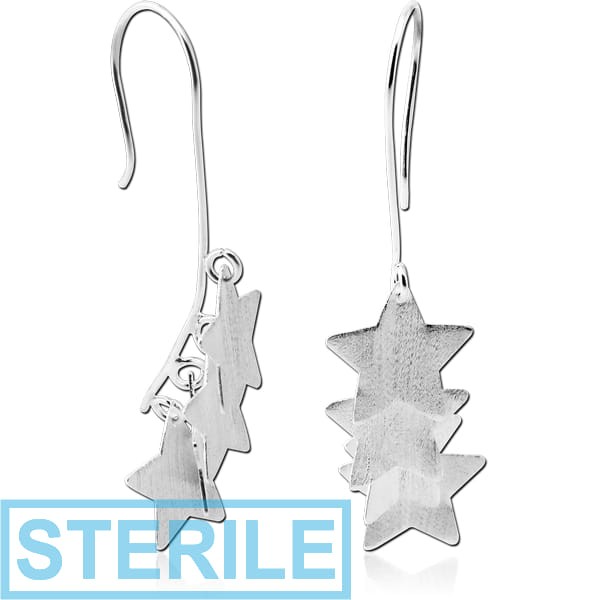 STERILE STERLING SILVER 925 MATT FINISH EARRINGS PAIR - STARS