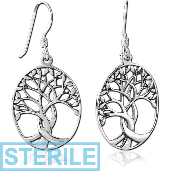 STERILE STERLING SILVER 925 EARRINGS PAIR - TREE OF LIFE