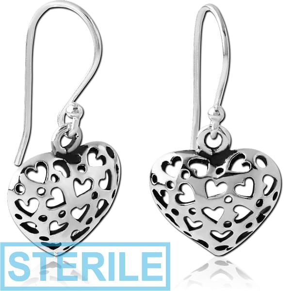 STERILE STERLING SILVER 925 EARRINGS PAIR - HEART