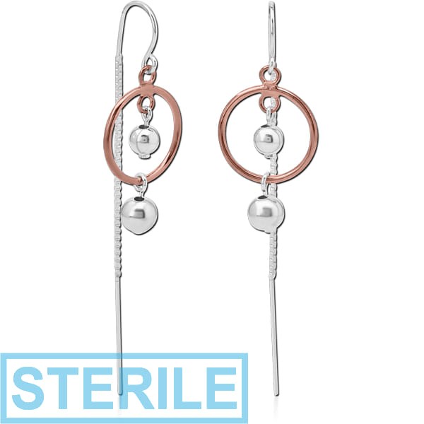 STERILE STERLING SILVER 925 TWO TONE EARRINGS PAIR