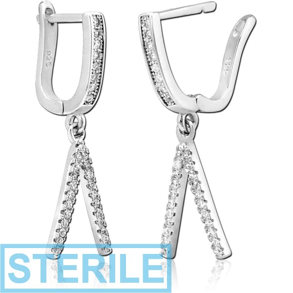 STERILE STERLING SILVER 925 JEWELLED EARRINGS PAIR