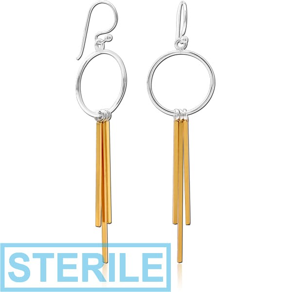 STERILE STERLING SILVER 925 TWO TONE EARRINGS PAIR