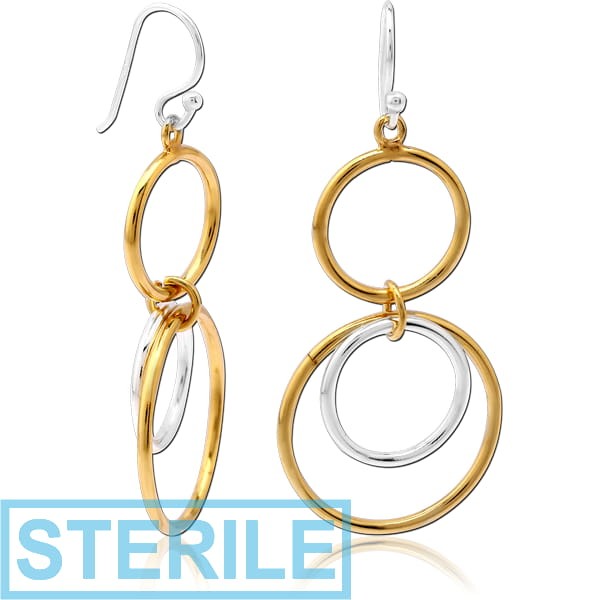STERILE STERLING SILVER 925 TWO TONE EARRINGS PAIR