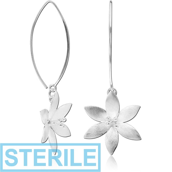 STERILE STERLING SILVER 925 MATT FINISH EARRINGS PAIR - FLOWER