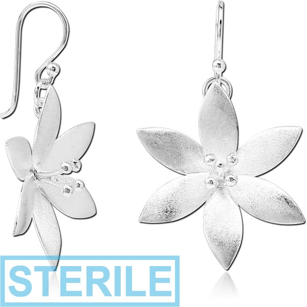 STERILE STERLING SILVER 925 MATT FINISH EARRINGS PAIR - FLOWER