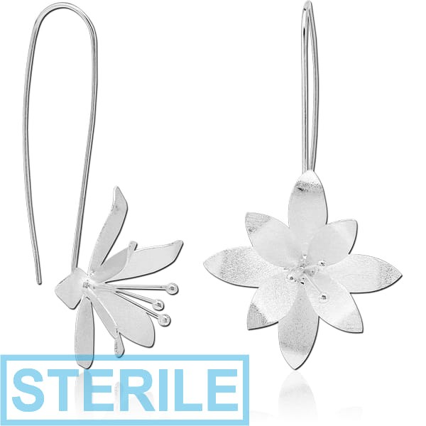 STERILE STERLING SILVER 925 MATT FINISH EARRINGS PAIR - FLOWER