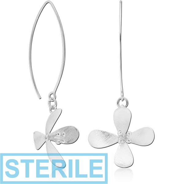 STERILE STERLING SILVER 925 MATT FINISH EARRINGS PAIR - FLOWER