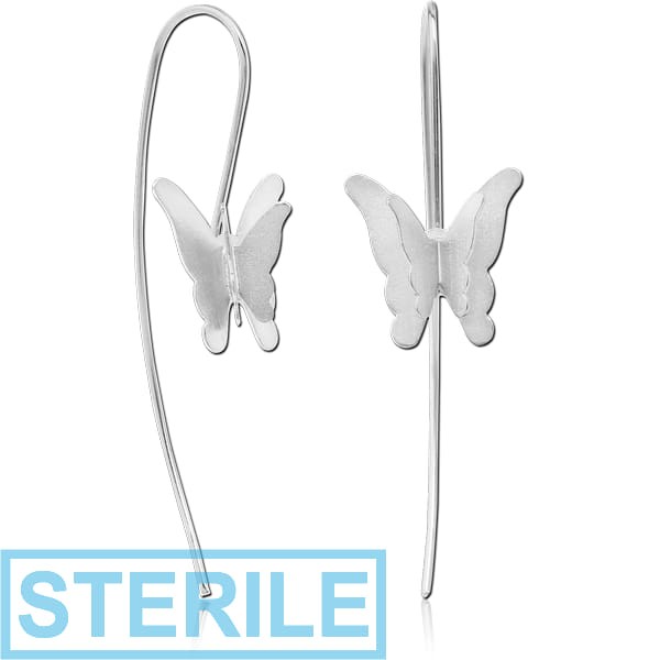 STERILE STERLING SILVER 925 MATT FINISH EARRINGS PAIR - BUTTERFLY