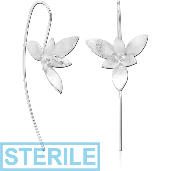 STERILE STERLING SILVER 925 MATT FINISH EARRINGS PAIR - FLOWER