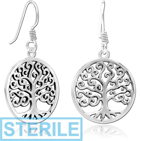 STERILE STERLING SILVER 925 EARRINGS PAIR - TREE OF LIFE