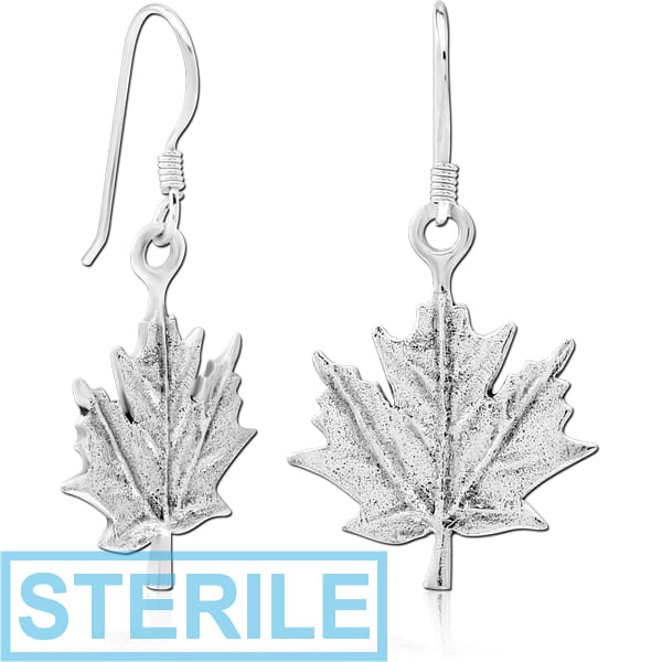 STERILE STERLING SILVER 925 EARRINGS PAIR - MARIJUANA LEAF