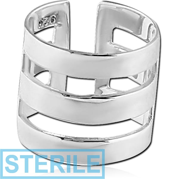 STERILE STERLING SILVER 925 EAR CUFF - THREE STRIPES