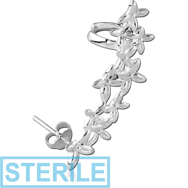 STERILE STERLING SILVER 925 EAR CUFF - FLOWERS