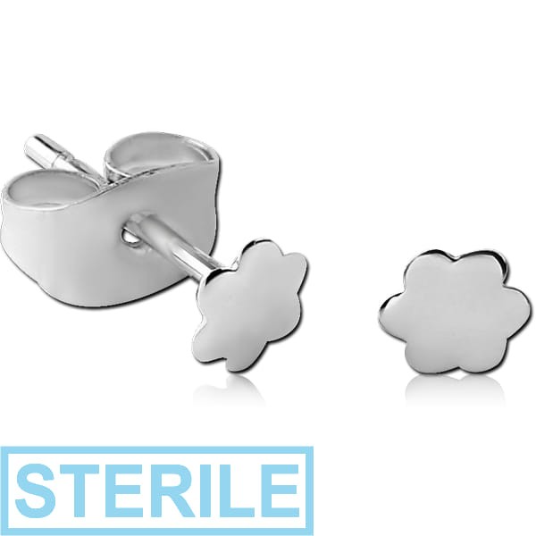 STERILE STERLING SILVER 925 EAR STUDS PAIR - FLOWER