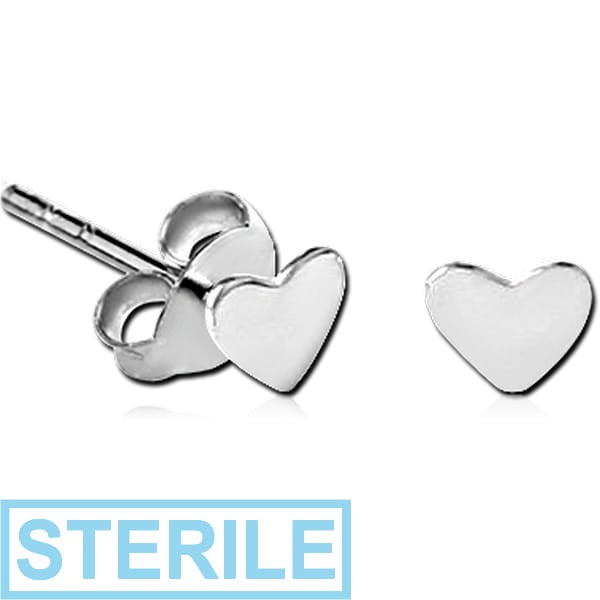STERILE STERLING SILVER 925 EAR STUDS PAIR - HEART