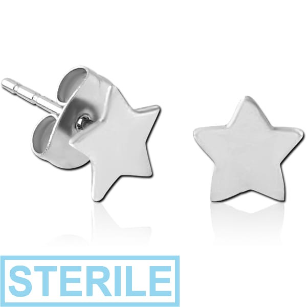 STERILE STERLING SILVER 925 EAR STUDS PAIR - SMALL STAR