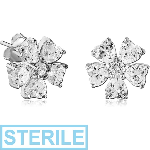 STERILE STERLING SILVER 925 JEWELLED EAR STUDS PAIR