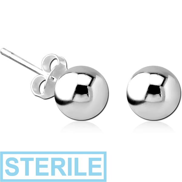 STERILE STERLING SILVER 925 EAR STUDS PAIR - BALL