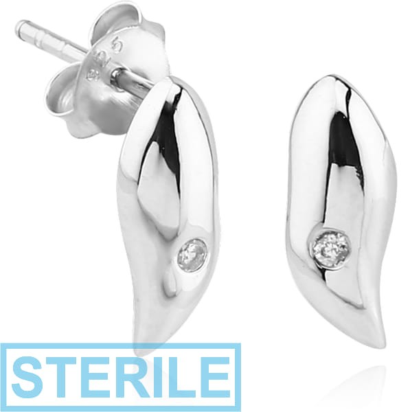 STERILE STERLING SILVER 925 JEWELLED EAR STUDS PAIR