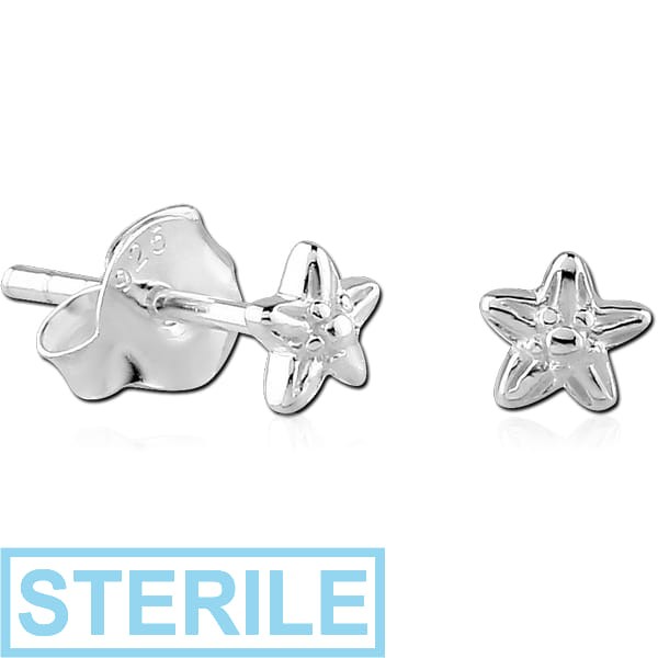 STERILE STERLING SILVER 925 EAR STUDS PAIR - STAR