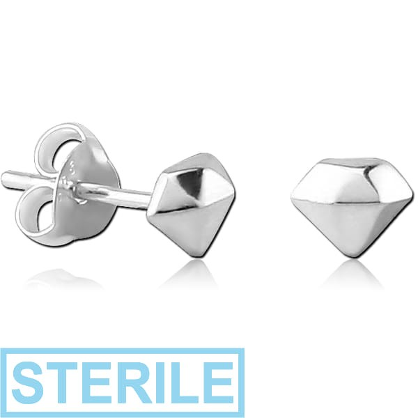 STERILE STERLING SILVER 925 EAR STUDS PAIR - DIAMOND