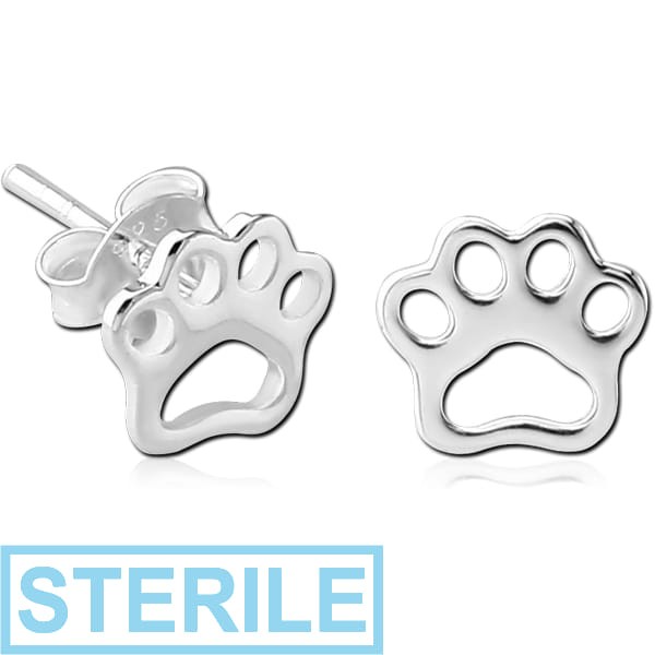 STERILE STERLING SILVER 925 EAR STUDS PAIR - PAW