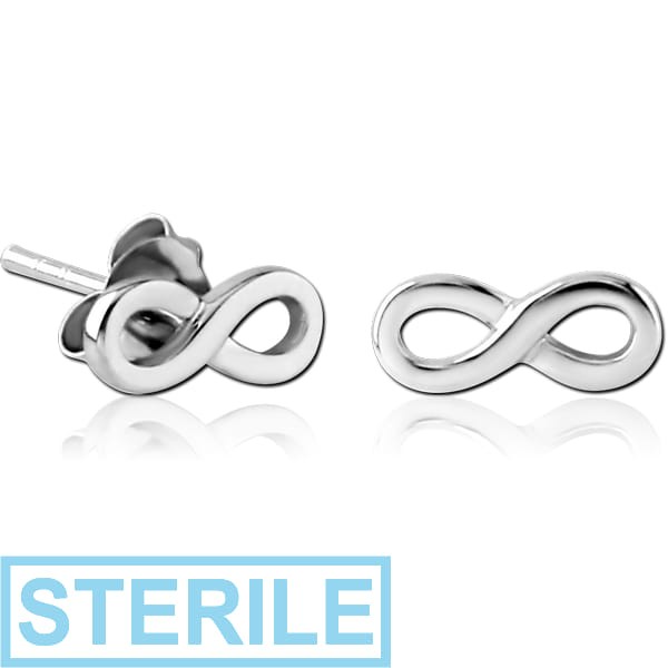 STERILE STERLING SILVER 925 EAR STUDS PAIR - INFINITY