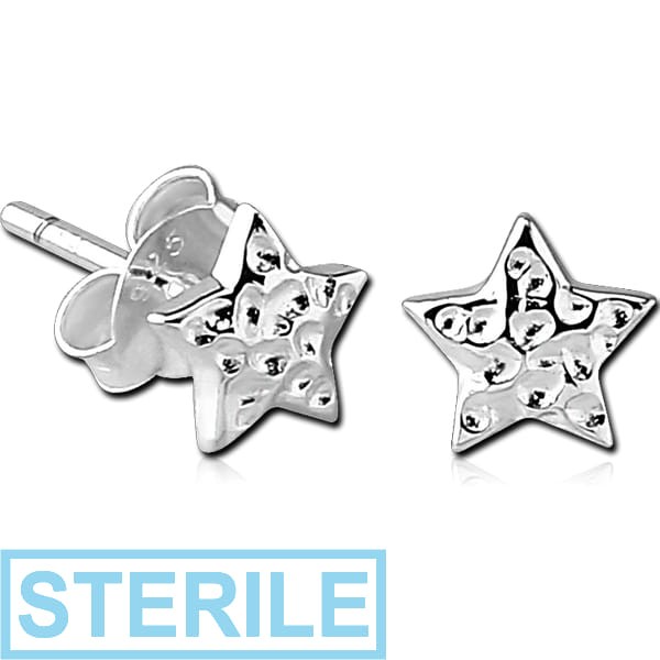 STERILE STERLING SILVER 925 EAR STUDS PAIR - STAR