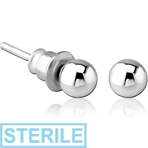 STERILE STERLING SILVER 925 EAR STUDS PAIR - BALL