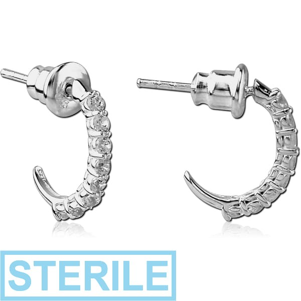 STERILE STERLING SILVER 925 JEWELLED EAR STUDS PAIR WITH SCREW BACK