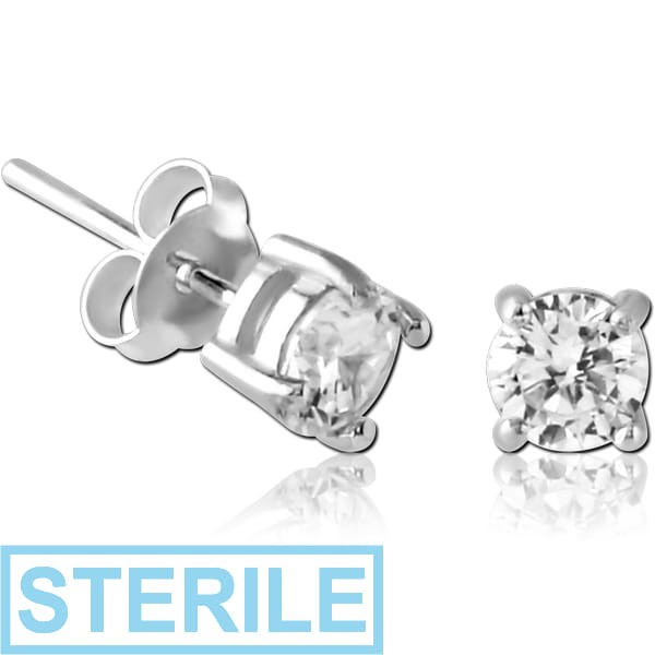 STERILE STERLING SILVER 925 JEWELLED EAR STUDS PAIR