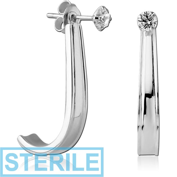 STERILE STERLING SILVER 925 JEWELLED BACK EARRINGS WITH STUD PAIR