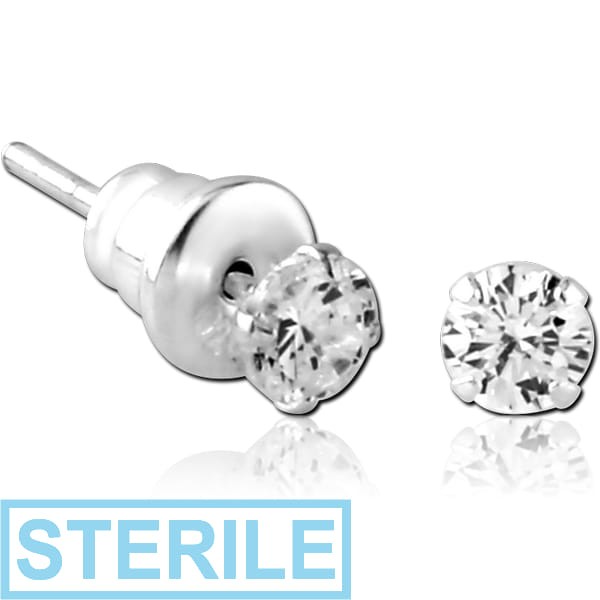 STERILE STERLING SILVER 925 JEWELLED EAR STUDS PAIR