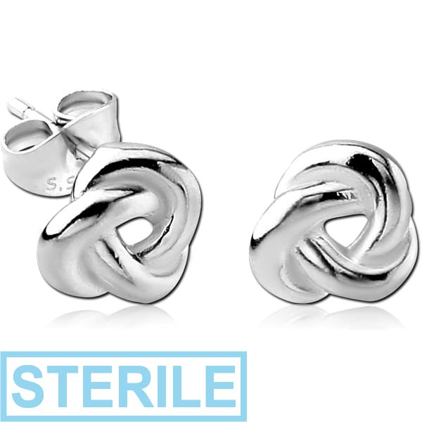 STERILE STERLING SILVER 925 EAR STUDS PAIR - KNOT