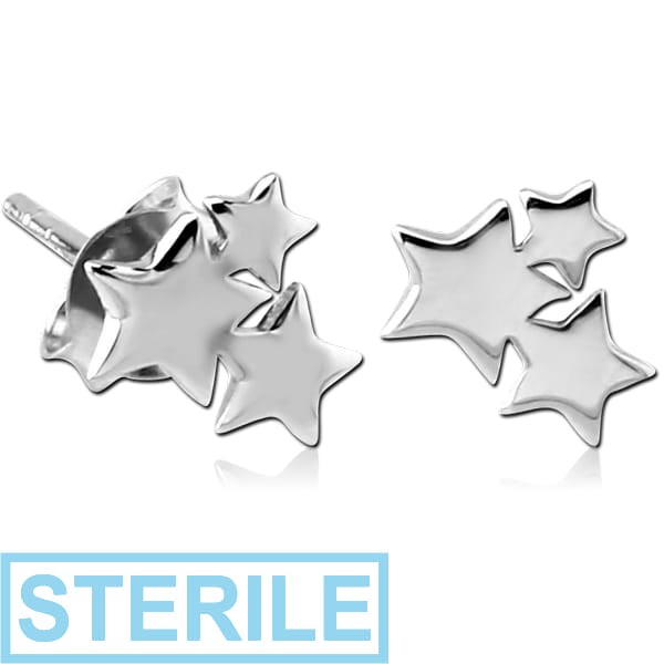 STERILE STERLING SILVER 925 EAR STUDS PAIR - STARS