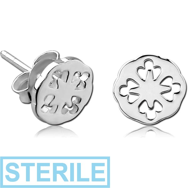 STERILE STERLING SILVER 925 EAR STUDS PAIR - FLOWER