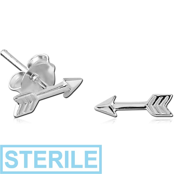 STERILE STERLING SILVER 925 EAR STUDS PAIR - ARROW