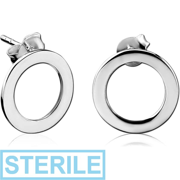 STERILE STERLING SILVER 925 EAR STUDS PAIR - CIRCLE