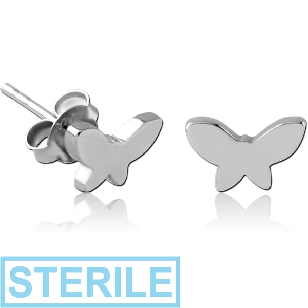 STERILE STERLING SILVER 925 EAR STUDS PAIR - BUTTERFLY