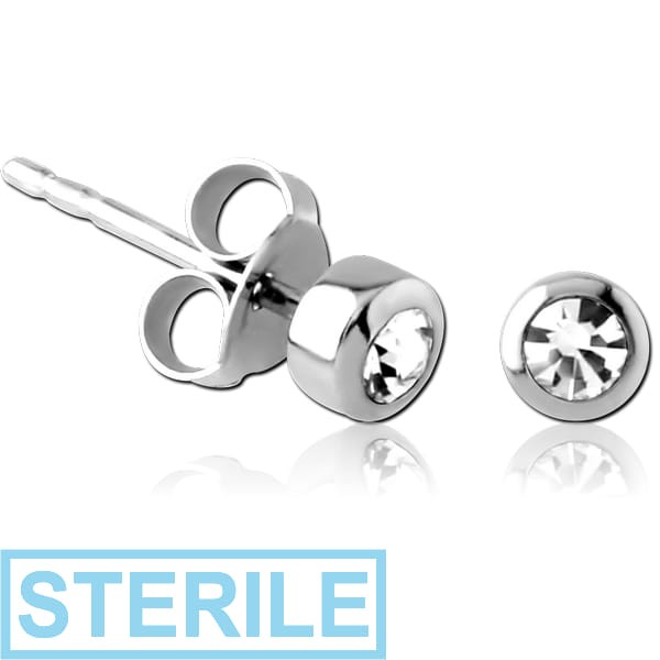 STERILE STERLING SILVER 925 JEWELLED EAR STUDS PAIR