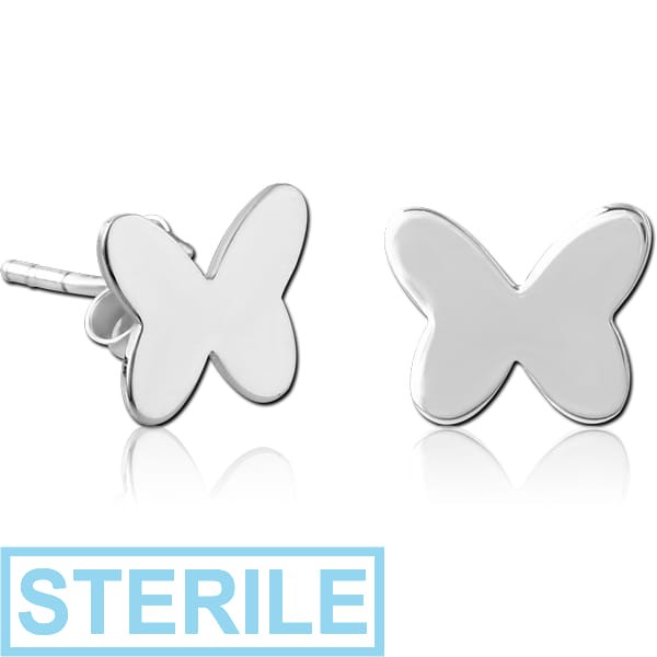 STERILE STERLING SILVER 925 EAR STUDS PAIR - BUTTERFLY