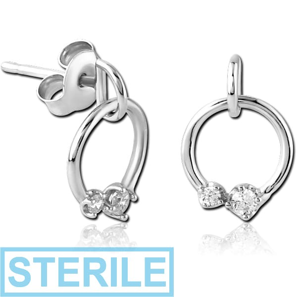 STERILE STERLING SILVER 925 JEWELLED EAR STUDS PAIR
