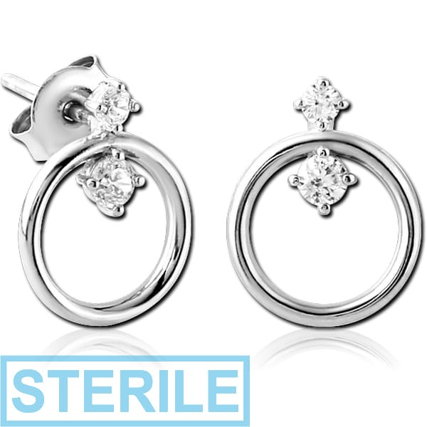 STERILE STERLING SILVER 925 JEWELLED EAR STUDS PAIR