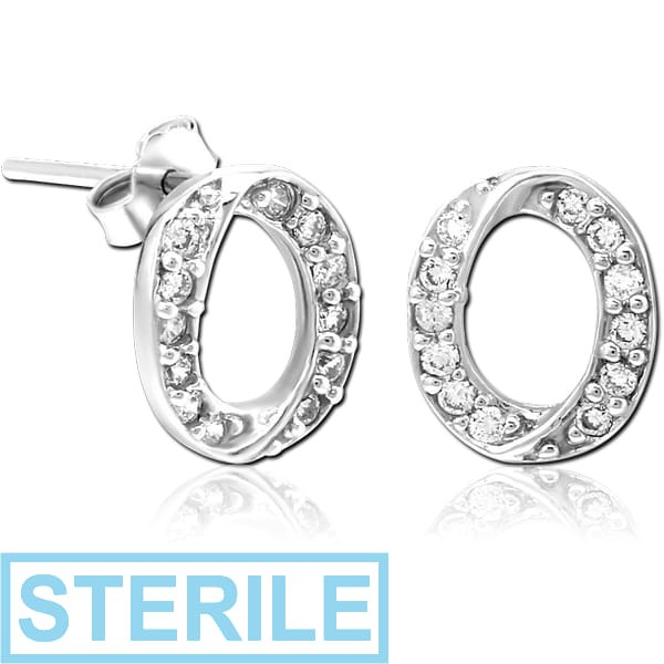 STERILE STERLING SILVER 925 JEWELLED EAR STUDS PAIR