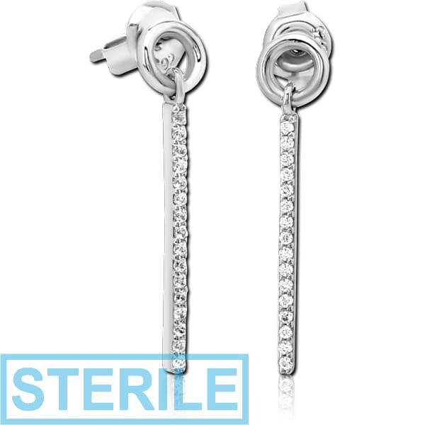 STERILE STERLING SILVER 925 JEWELLED EAR STUDS PAIR