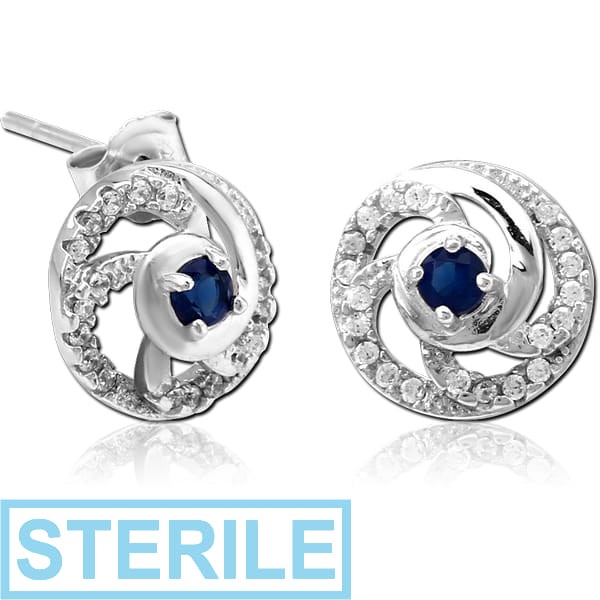STERILE STERLING SILVER 925 JEWELLED EAR STUDS PAIR