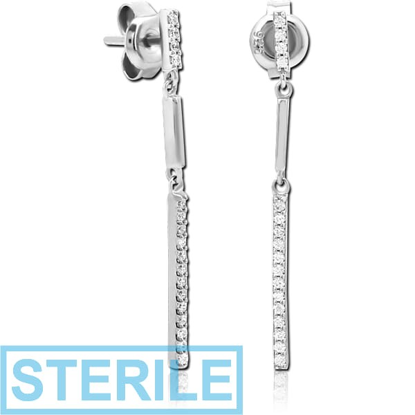 STERILE STERLING SILVER 925 JEWELLED EAR STUDS PAIR
