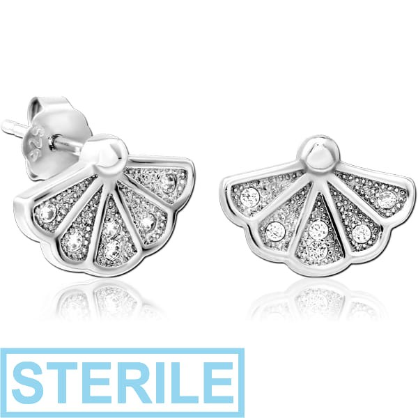 STERILE STERLING SILVER 925 JEWELLED EAR STUDS PAIR