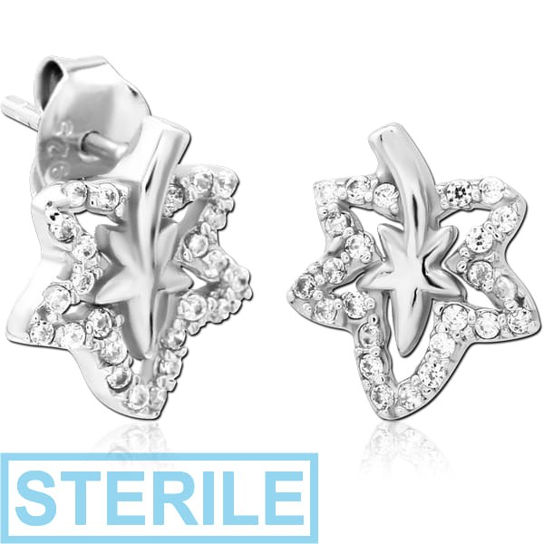 STERILE STERLING SILVER 925 JEWELLED EAR STUDS PAIR