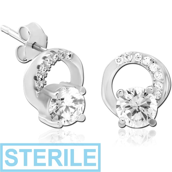STERILE STERLING SILVER 925 JEWELLED EAR STUDS PAIR